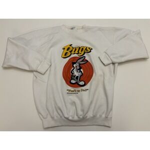 VTG 90s Bugs Bunny Embroidered Sweater USA Genus SZ Large